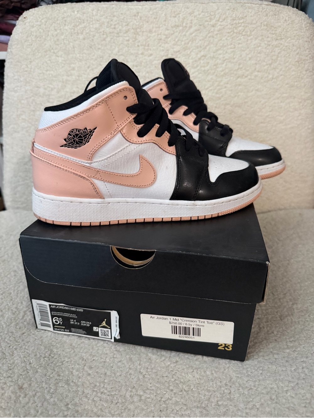 Jordan Women's High-Top Sneakers in Pink, Black & White